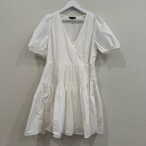 J Crew Short-Sleeved Wrap Dress in White